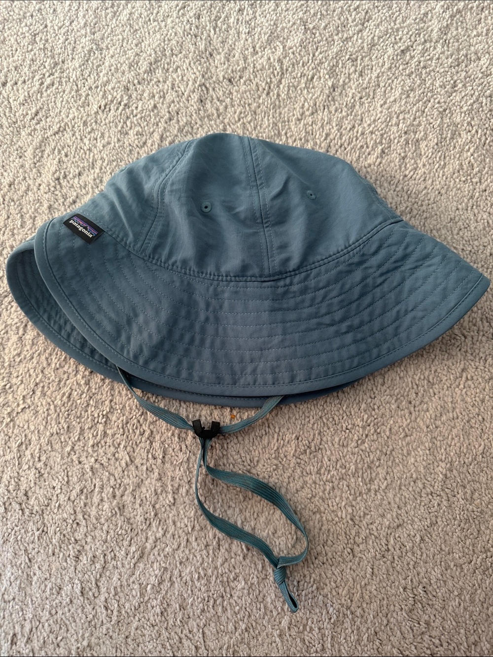 Patagonia Blue-Green Bucket Hat with Chin Strap